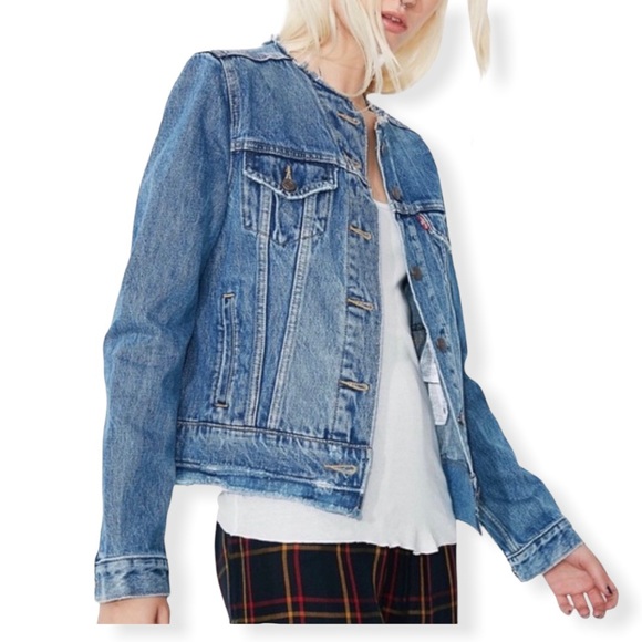 Levi’s Altered Collarless Denim Trucker Jacket.